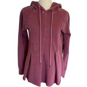 Pilcro Heathered Plum Flynn Ruffle Swing Hooded Sweatshirt